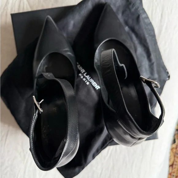 Saint Laurent Black Leather Ankle-Strap Stiletto Pumps - Picture 5 of 8